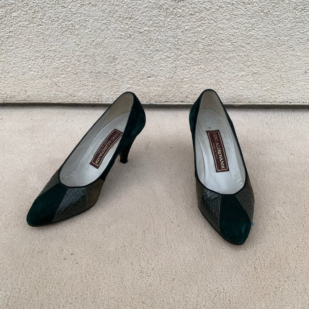 Vintage Green Suede Dress Heels